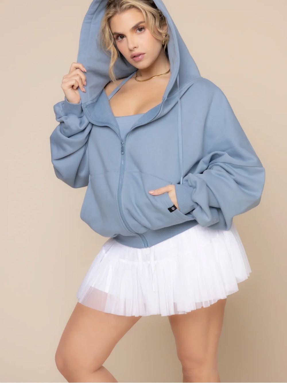 NWT (in bag) Popflex Active Blue Storm Women's Zip-Up Hoodie
